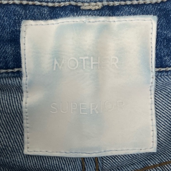 MOTHER SUPERIOR Blue Denim High Waisted Rider Skimp Frayed Hem Jeans, Size 29 - Picture 3 of 12